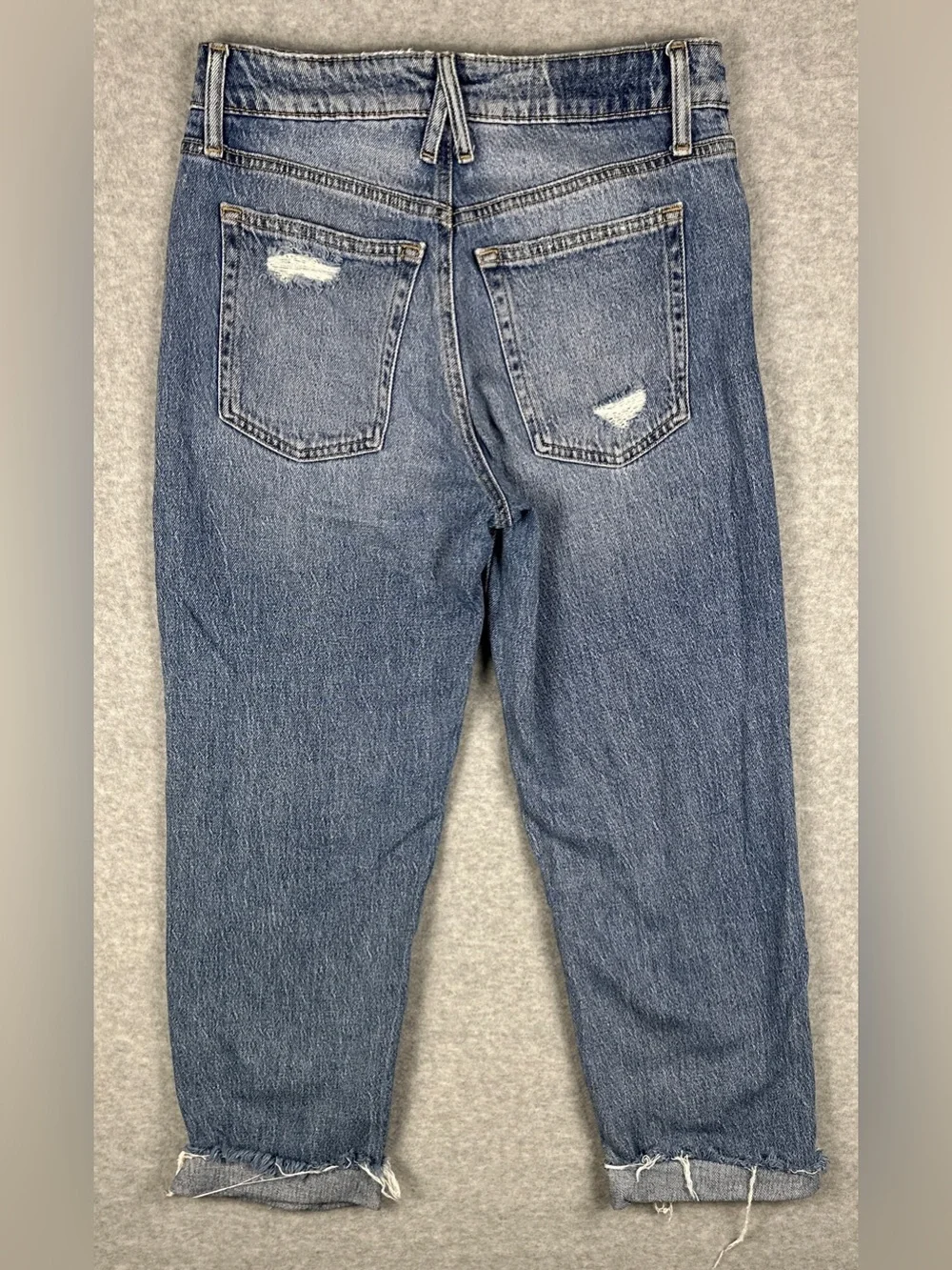 Maurices Womens Jeans Size 6 Regular Distressed Boyfriend Cuffed Medium Wash